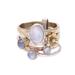Mixed Metals Floral Rainbow Moonstone Ring from India 'Rain Flowers'
