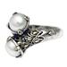 Twin Snowdrops,'Pearl Sterling Silver Wrap Rings with 18k Gold Plate Accents'