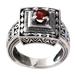 Ayung Terraces,'Artisan Crafted Engraved Sterling Silver and Garnet Ring'