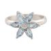 Sparkling Daisy,'Blue Topaz and Sterling Silver Floral Ring from India'