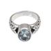 Grow On,'Faceted Oval Blue Topaz Single Stone Ring from Bali'