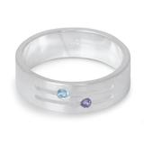 Blue topaz and amethyst band ring, 'Love Key'