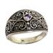 Purple Swirls,'Sterling Silver and Amethyst Band Ring from Indonesia'