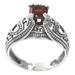 Sukawati Red,'Balinese Garnet Solitaire Handcrafted in Sterling Silver'