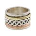 Sterling Silver Copper and Brass Spinner Ring from India 'Spinning Braid'