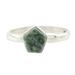 Striking in Light Green,'Light Green Jade Pentagon and Sterling Silver Cocktail Ring'