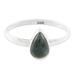 'Dark Green Drop-Shaped Jade Single Stone Ring from Guatemala'