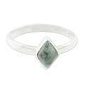 Love Rhombus in Green,'Green Rhombus Jade Single Stone Ring from Guatemala'