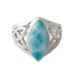 Men's larimar ring, 'Sky Man'