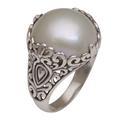 Palatial Dreams,'Cultured Mabe Pearl and Sterling Silver Domed Ring from Bali'