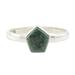 Striking in Dark Green,'Dark Green Jade Pentagon and Sterling Silver Cocktail Ring'