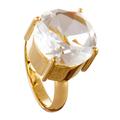 Clearly Golden,'Gold Plated Quartz Single Stone Ring from Peru'