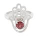 Garnet Hamsa Hand,'Sterling Silver and Garnet Cocktail Ring Hamsa Indonesia'