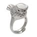 Perched Owl,'Artisan Crafted Sterling Silver Owl Cocktail Ring from Bali'