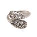 Two Shadows,'Sterling Silver Engraved Floral Leaf Wrap Ring of Indonesia'