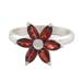 Sparkling Daisy,'Garnet and Sterling Silver Floral Ring from India'