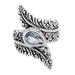 Ferny Caress,'Blue Topaz and Sterling Silver Fern Cocktail Ring from Bali'