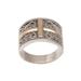 Gold Accented Sterling Silver Cross Band Ring 'Holy Light'
