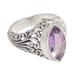 Gianyar Orchid,'Balinese Amethyst Cocktail Ring Crafted of Sterling Silver'