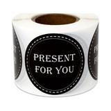1.5 Round Present for You Stickers Labels for Thank you Cards ( 1 Roll / Black )