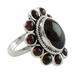 Garnet cocktail ring, 'Scarlet Petals'