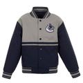 Youth JH Design Navy Vancouver Canucks Poly-Twill Full-Snap Jacket