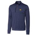 Men's Cutter & Buck Navy Michigan Wolverines Stealth Vault Logo 1/2-Zip Jacket