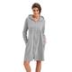Dorota Cosy and Modern Cotton Bath Robe with Pockets, Zipper And Hood - Grey - X-Large