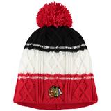 Women's adidas Red/Black Chicago Blackhawks Cable Knit Beanie with Pom