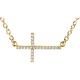 14ct Yellow Gold Diamond 0.13 Dwt Polished 1/8 Dwt Diamond Sideways Religious Faith Cross Necklace Jewelry Gifts for Women