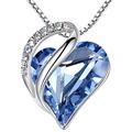 Leafael Infinity Love Heart Necklace, Birthstone Necklaces for Women with Healing Crystals, Allergy-Free Jewelry Gift for Women, Silver-Tone Pendant Necklace with Gift Box, 18+2 Inch Chain Extender