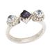Cool Trio,'Sterling Silver Blue Topaz and Iolite Faceted Cocktail Ring'