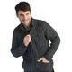 100% Soft Irish Merino Wool Full Zip Aran Cardigan by West End Knitwear, Charcoal, XL