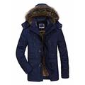 SSRSH Mens Thicken Parka with Fur Hood Field Jacket Fleece Winter Warm Coat Outdoor Casual Coats (UK XXX-Large/Asia 6XL, Blue)