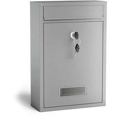 Xpotool - Wiltec Briefkasten silberfarben V11 Postkasten mit Namensschild, großem Briefschlitz und Image
