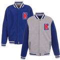 Men's JH Design Gray/Royal LA Clippers Embroidered Logo Reversible Fleece Full-Snap Jacket