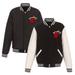 Men's JH Design Black/White Miami Heat Reversible Fleece & Faux Leather Full-Snap Jacket