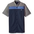 Fred Perry Men's Short Sleeve Gingham and Oxford Casual Shirt Button, Lake, S