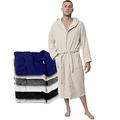 Bathrobe Men 100% Cotton OEKO-TEX® Certified - XL Beige - Premium Dressing Gown Mens Absorbent Towelling with Hood, 2 Pockets, Belt