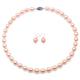 JYX Pearl Necklace Set 9-10mm Pink Oval Freshwater Pearl Necklace and Earrings Set