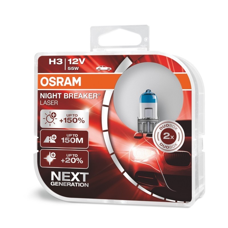 OSRAM H3 Night Breaker Laser next Generation (2 Stk.) 64151NL-HCB Glühlampe, Fernscheinwerfer,Glühlampe, Hauptscheinwerfer,Glühlampe, Nebelscheinwerfe Image