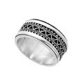 81stgeneration Boho Dotwork Anxiety Rings for Women - 925 Sterling Silver Ring - Oxidised Silver Anxiety Ring with Patterned Band - Chunky Fidget Ring - Thick Men's Spinner Rings - Boho Jewellery