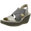 Fly London Women's Yaji888fly Open Toe Sandals, Silver Silver 004, 8 UK