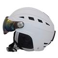 TentHome Skiing Helmet Women Men Ski Snowboard Helmet Snow Sports Adjustable Helmet Visor with Detachable Photochromic Polarizing Goggles (White, Medium(56-58cm))