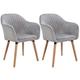 WOLTU Light Grey Kitchen Dining Chairs Set of 2 PCS Upholstered Counter Lounge Living Room Corner Chairs with Arms & Backrest Solid Nature Wood Legs Reception Chairs Velvet Tub Chairs Armchairs