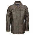 XPOSED Mens Soft Real Leather Vintage Smart Casual Collared Classic Zip Box Jacket in Black, Brown [Brown,4XL]