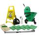 20 Litre TC Mop Bucket on Wheels Floor Cleaning Starter Kit Mop Handle SYR (Green)