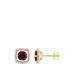 Belk & Co 1.2 Ct. T.w. Garnet And 0.07 Ct. T.w. Diamond Floating Halo Square Stud Earrings In 10K Yellow Gold