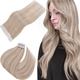 Easyouth Tape in Hair Extensions Highlight Blonde Tape in Human Hair Tape ins Ash Blonde Tape in Real Hair Tape in Extensions Blonde Hair 20 Inch 50g 20Pcs