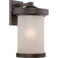 Alcott Hill® Thorpe Mahogany Bronze 1 - Bulb Outdoor Armed Sconce Aluminum/Glass/Metal in Brown/Gray/White | 14 H x 9 W x 9.75 D in | Wayfair